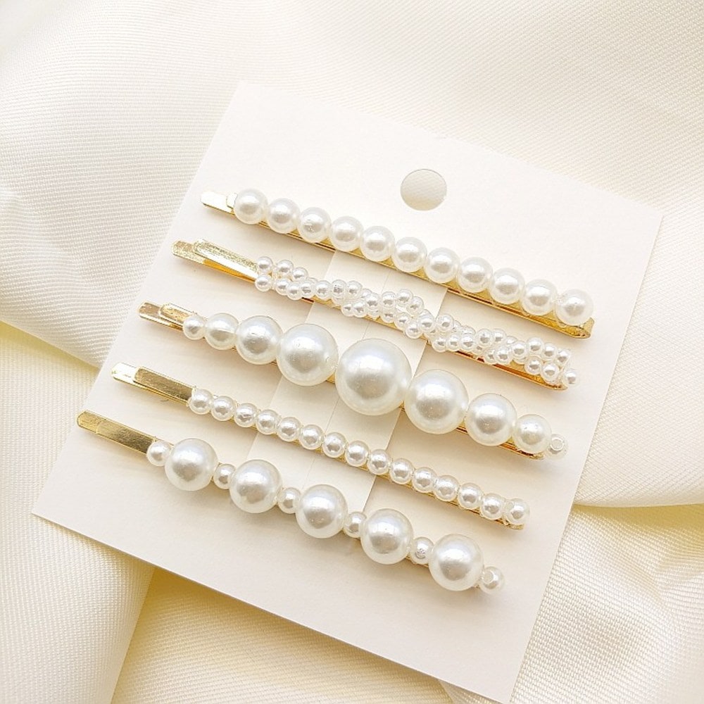 [リアル99]真珠ヘアシルピン5ピースセットポイントセットピン