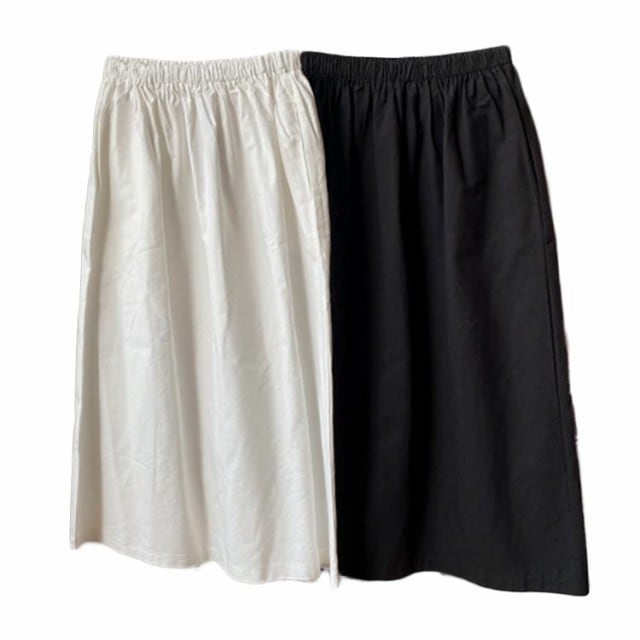 スカート レディース ミモレ丈 ロングスカート 綿 ウエストゴム グレー ホワイト フリーサイズ 無地 大人 送料無料