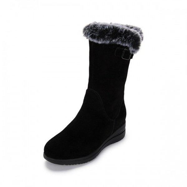 516422701IA 女性 カジュアル ハーフブーツ (ファー) ブラック_YS