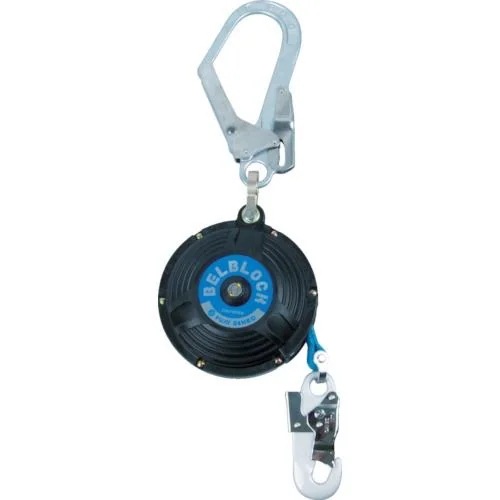 【メーカー直送品】TSUYORON ベルト巻取式墜落防止器具 ベルブロック ショックアブソーバなし ベルト幅18mm×長さ5.7m 上部大径フック 引寄せロープ付 BB-60-SN-90ST-BX