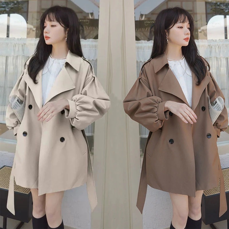 ウインドブレーカーショート丈女性春秋小柄英倫風高級感ダウン感小人数デザインおしゃれカジュアルコート