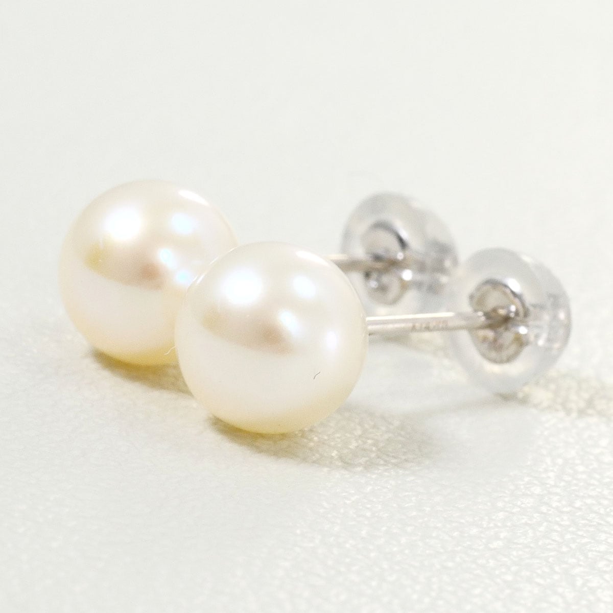 K14 14金 WG ホワイトゴールド ピアス パール（真珠） 総重量約0.8g 中古