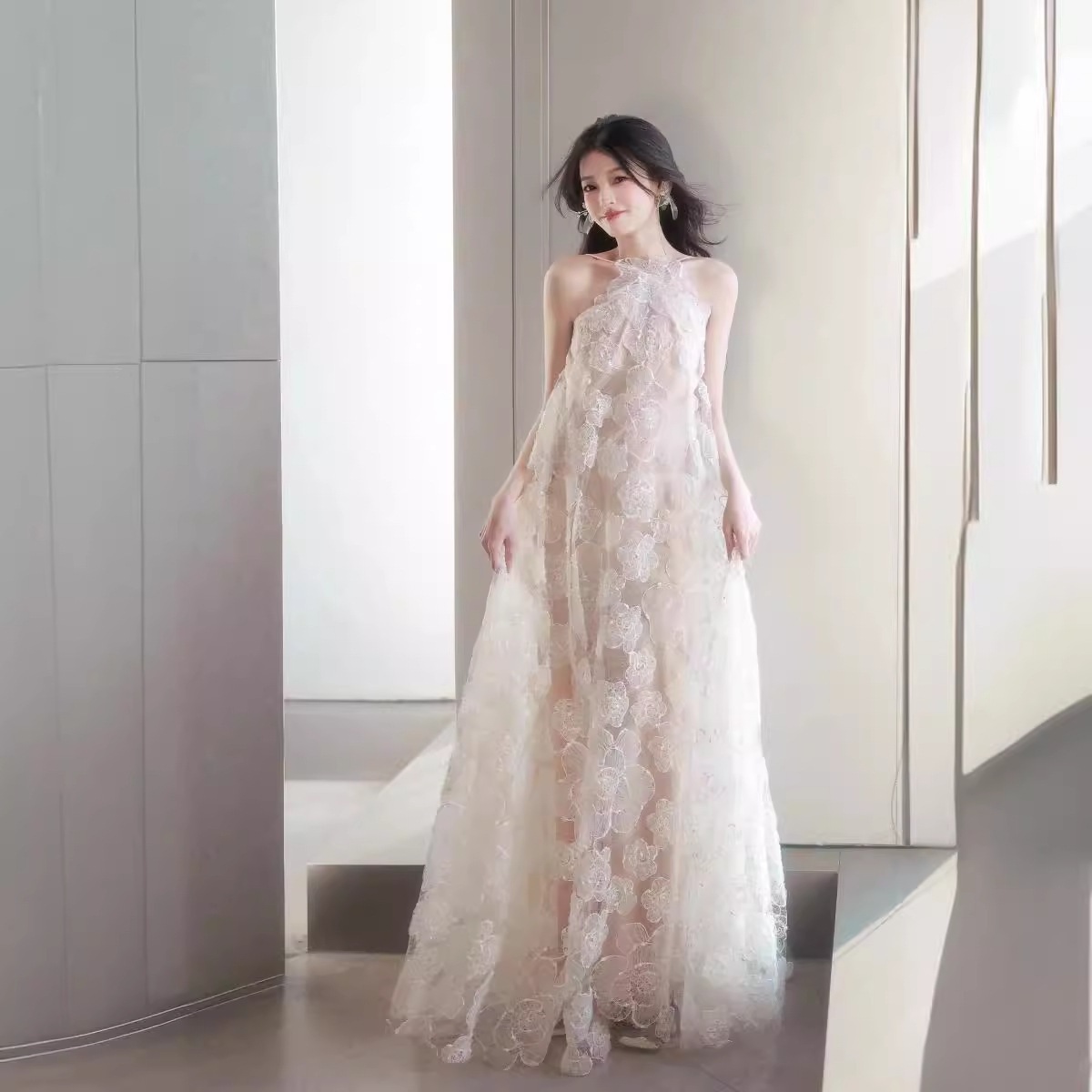 女性の花嫁のためのウェディングパジャマとドレッシングガウン2024秋と冬の新しい中国風の妖精の婚約ドレススカート海辺の休暇のドレス