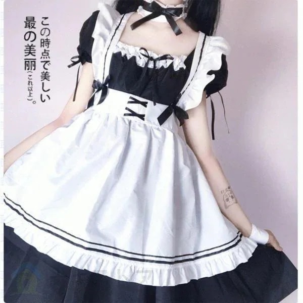 メイド 家政婦 制服 ゴスロリ 半袖 ワンピース 大きいサイズ レディース 少女 メイド衣装 学園祭メガ割カラコンサンダル f Yt ハニーズ