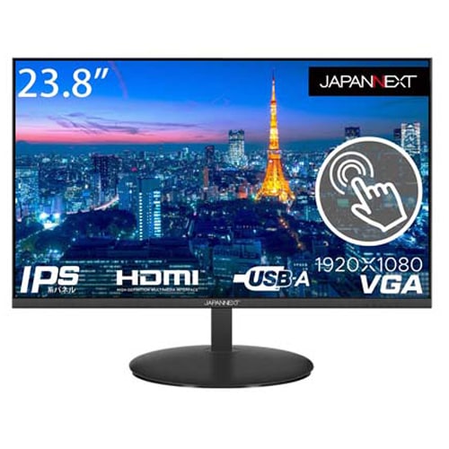 JAPANNEXTジャパンネクスト 液晶ディスプレイ(23.8型/IPS/FullHD 1920×1080/75Hz/14ms/HDMI1.4/D-Sub/VESA/タッチパネル)(ブラック) J