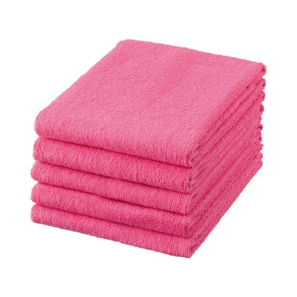 （まとめ）三和 業務用スレン染めフェイスタオルピンク VN240PI-TN 1パック（5枚）10セット