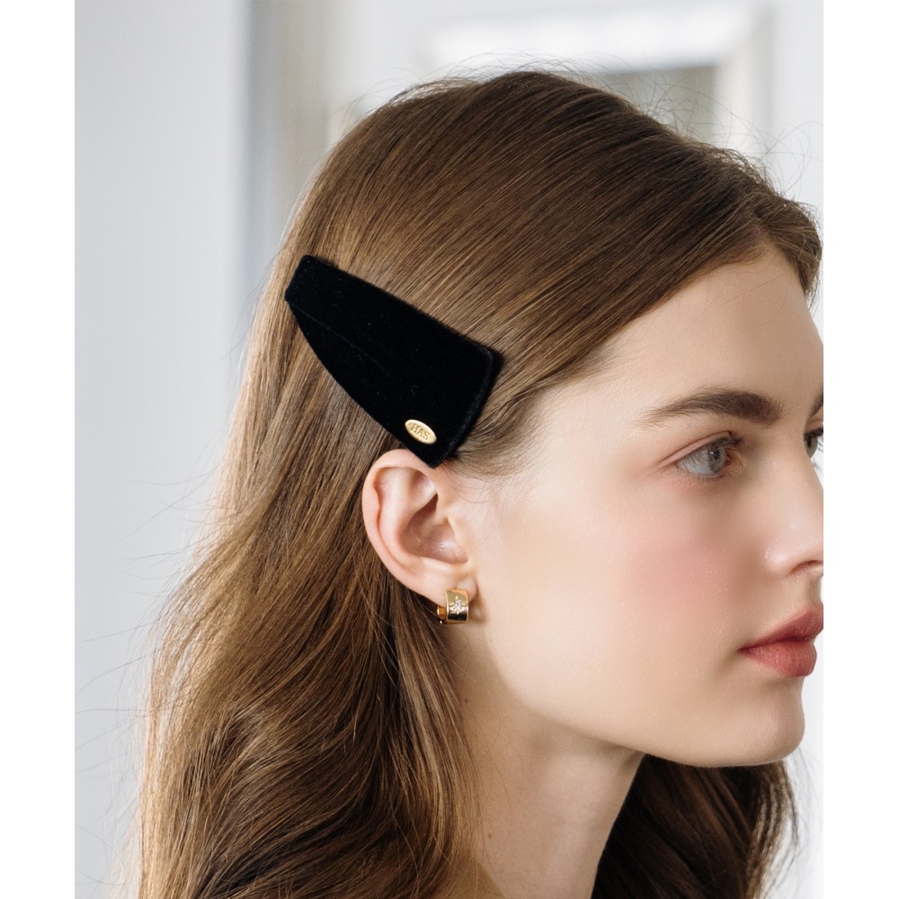 HAS HFS010 ブラックベルベットヘアサイドスナップクリップ