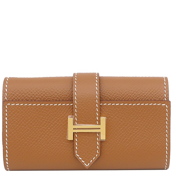 エルメス HERMES キーケース ベアン 4連キーケース ヴォーエプソン ゴールド ゴールド金具 茶 Z刻印 【箱】【中古】