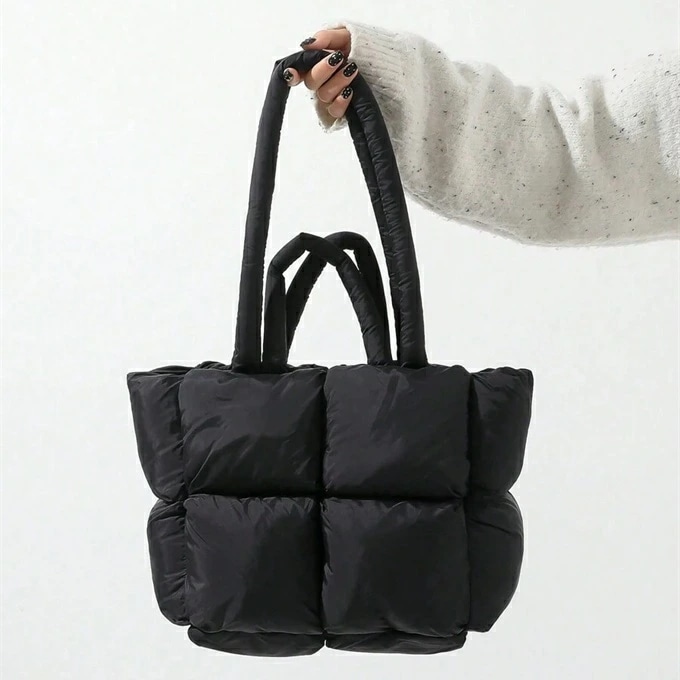 1個 キルティング加工 カジュアルトートバッグスタイリッシュでファッショナブル大容量柔らかい肩掛けバッグデイリー使いオフィス学校大学生に適しています