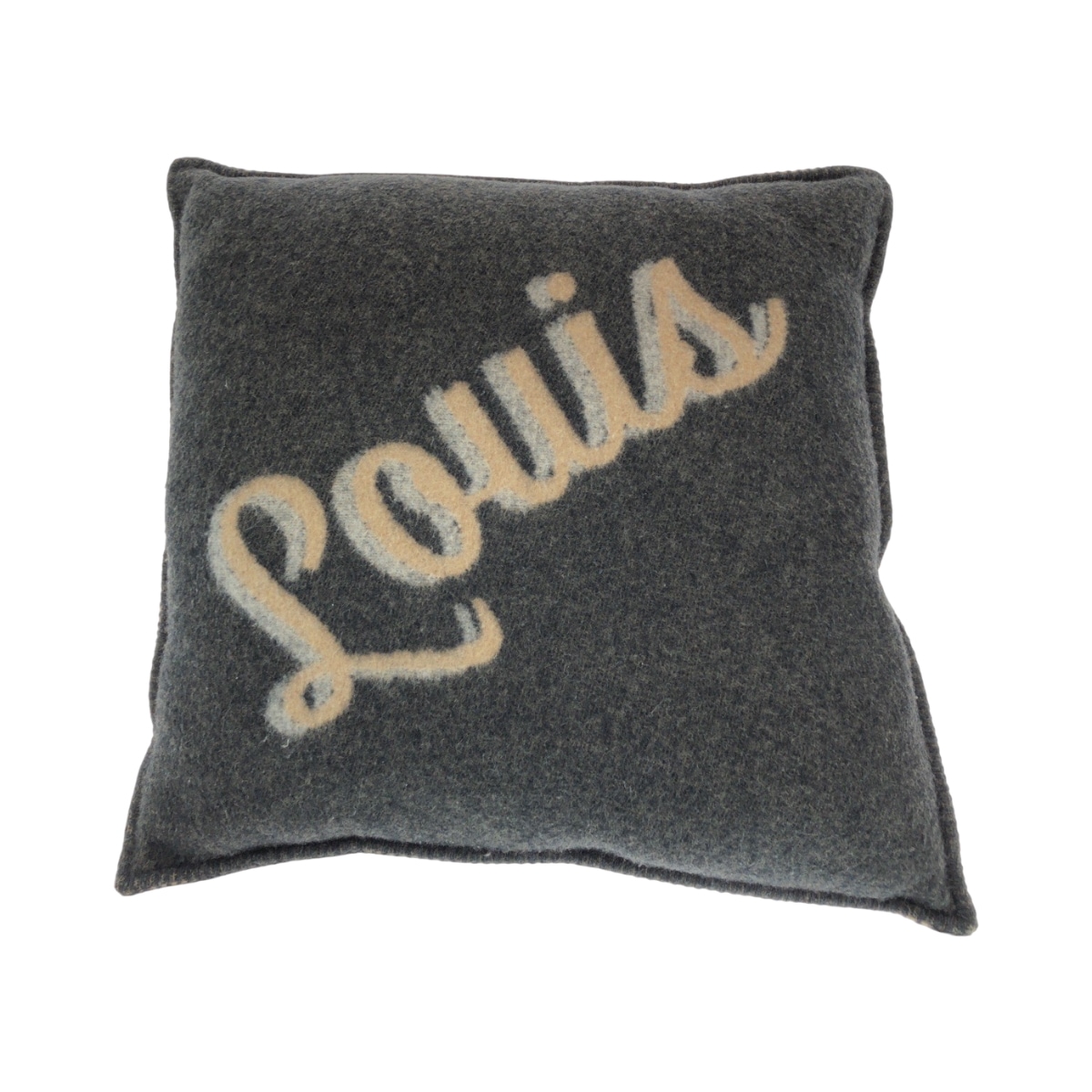 美品 カシミアロゴ ブラウン グレー カシミヤ R99304 インテリア クッション レディース 500158