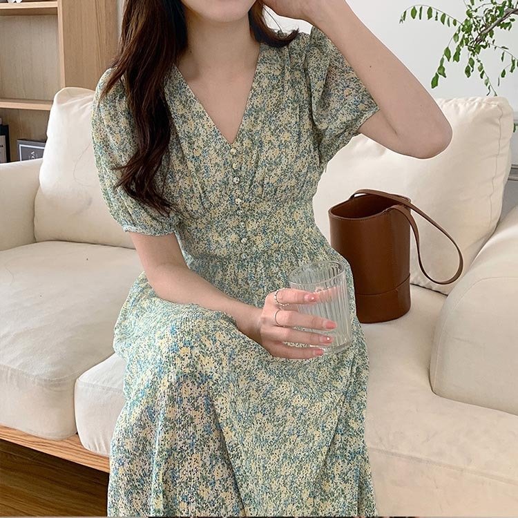 ワンピース レディース ワンピース キレイめ 30代 40代 膝丈ワンピース 夏 半袖 Vネックワン