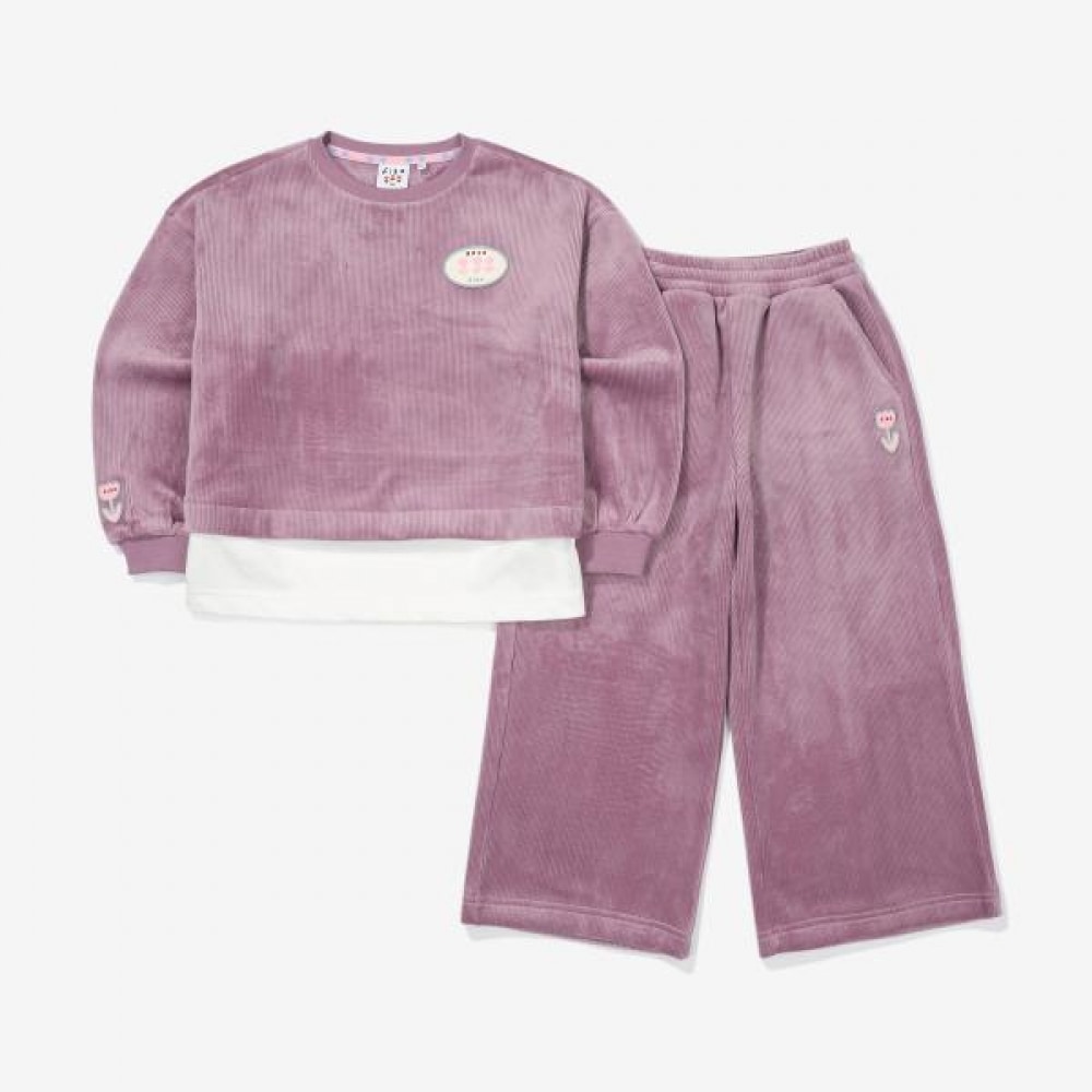 (フィラキッズ) ガールズスジンベロアコーデュロイスウェットシャツセット (FK2FSF4001F_GPU)