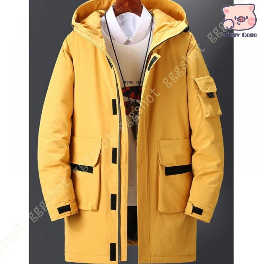 冬の特恵秋冬 メンズ ダウンコート ハーフ丈 フード付き ダウンジャケット 防寒着 ダウン 厚手 ロングコート 黒 白 ハイネック 中綿ジャケット 防風 保温性 カジュアル