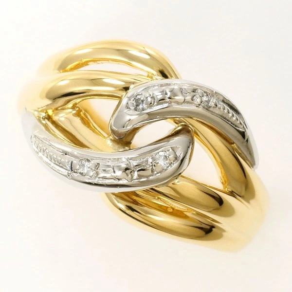 PT900 K18YG リング 12号 ダイヤ 0.03 約4.4g ジュエリー 中古