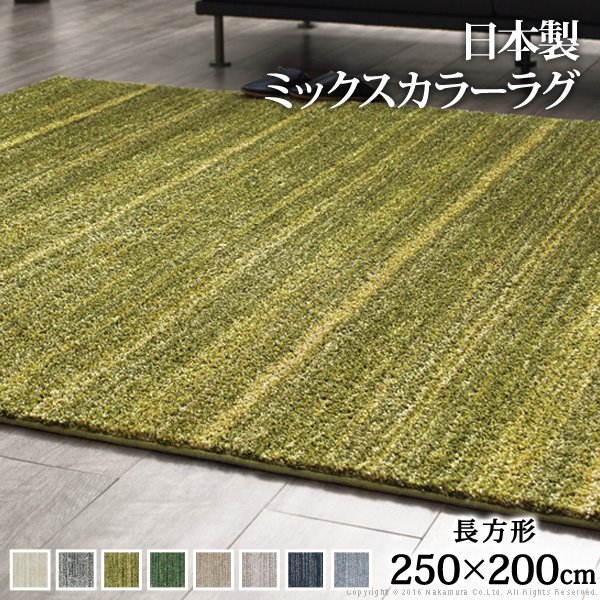 ラグ 洗える 防ダニ ミックスカラーラグ 250x200cm 長方形 3畳 三畳 防音 防炎 カーペット ラグマット ウォッシャブル 床暖房 ホットカーペット対応 リビング 滑り止め 日本製