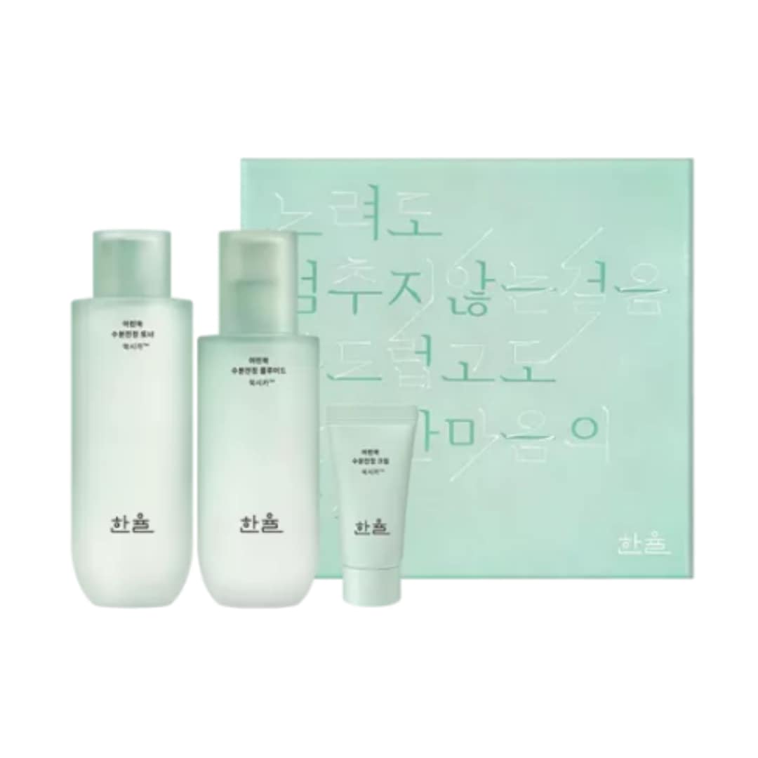 [NEW企画商品] 若芽ヨモギ カーミングウォーターセット 3点セット トナー150ML+フルイド125ML+クリーム15ML 韓国コスメ 正規品 乾燥肌 スキンケア 敏感 鎮静 水分 保湿 CICA