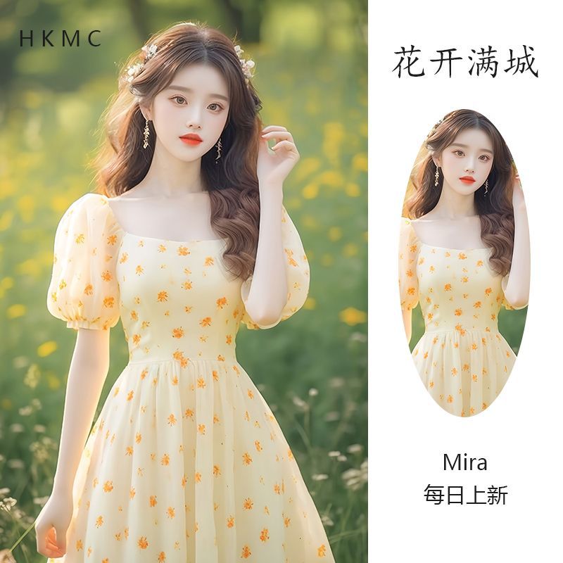 【1つ買うと10つ無料】バブルスリーブドレス女性サマーコスム2025プリンセス古代スカート