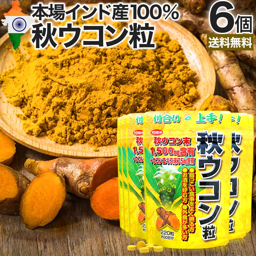 秋ウコン粒 220粒*6個 約132-180日分 ウコンサプリ ウコンサプリメント サプリメント サプリ