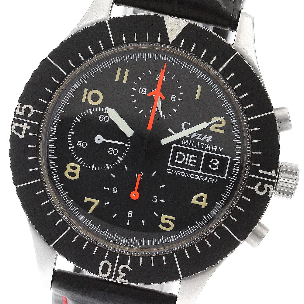 ジン Sinn 156.B ミリタリー パイロット クロノグラフ デイデイト 自動巻き メンズ 保証書付き_903537【中古】