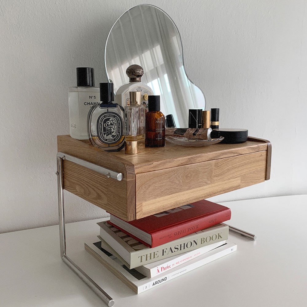 アッシュ原木ミニドレッサー 韓国インテリア 収納 ミニマル 小物入れ ナチュラルカラー アッシュの原木 ステンレス 39×25×26cm