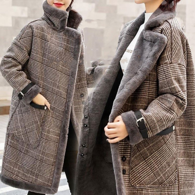 Hot!!!コート レディース ムートンコート アウター コート ボア フェイクムートンコート ロング チェック