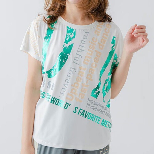 BigロゴTシャツ フィットネス 半袖 ウィメンズ 1634-1464-WHT