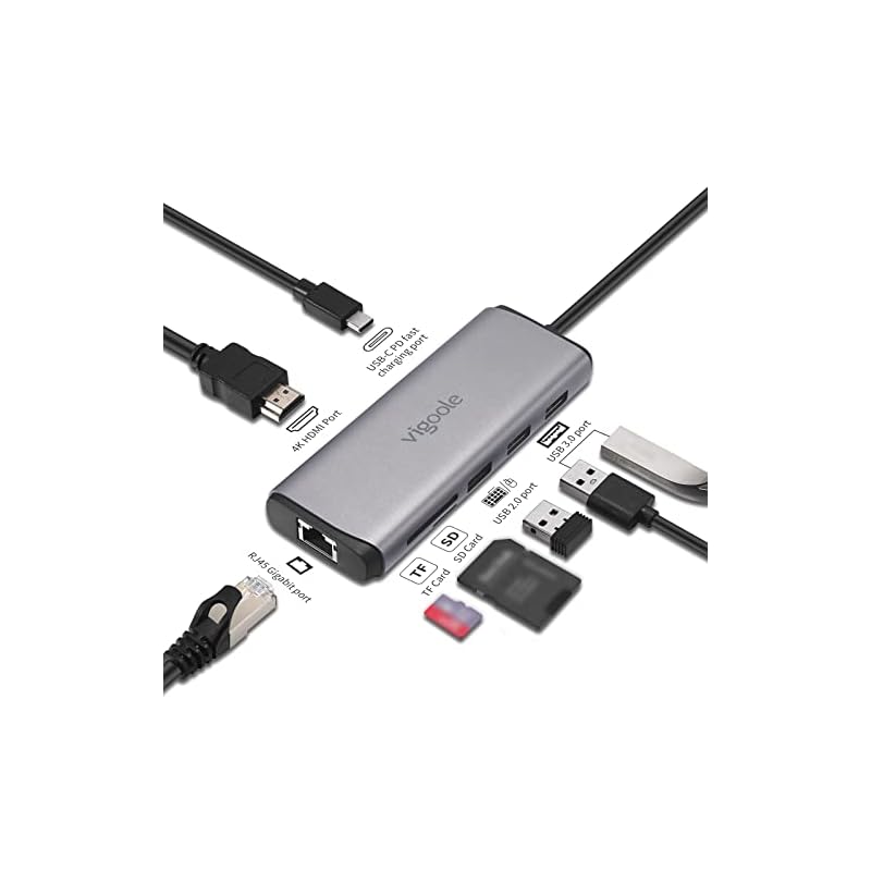 vigoole USB C ハブ 8-in-1 lan ハブ USB Type C ドッキングハブ USB3.0X2 高速データ伝送/100W PD 急速充電/4K HDMI出力/SD/Micro S