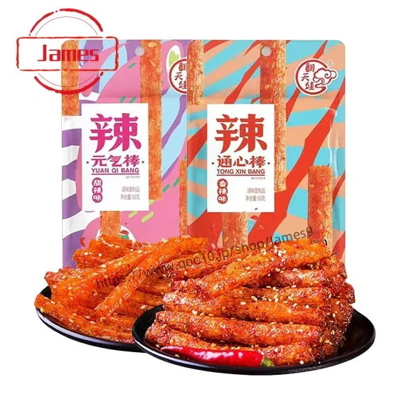 【超お得1つ買うと10個もらえる】3日以内に発送辣条 ラーティアオ お菓子 ラーティアオ辛芯通し棒+ピリ辛元気棒賞味期限：0天 麻辣レジャー食品軽食辛通心棒通心棒ベースフード ご飯のお供