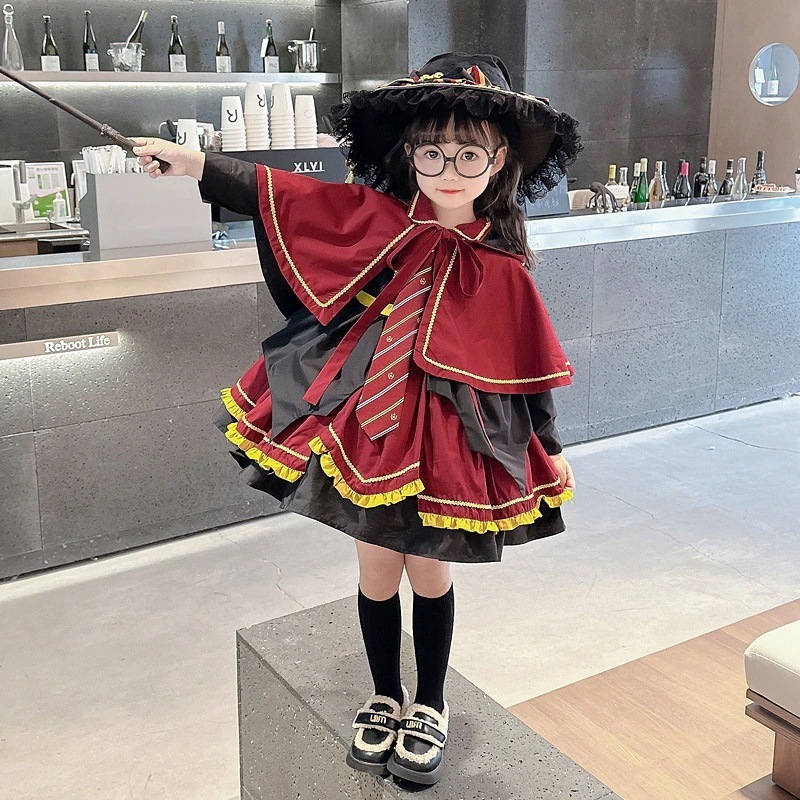 女の子ファッションフォーマルセットドレス150cmハロウィーンの子供の衣装ハリーポッターコスコスチュームマントロリータドレス女の子のプリンセスドレス クリスマス90 ~