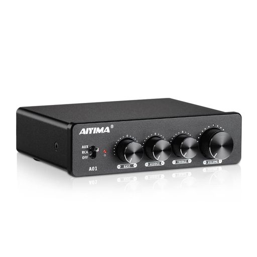 AIYIMA A01 2.0/2.1 チャンネルアンプ 100W*2 パワーアンプ RCA&AUX TPA3116D2*2+NE5532DR*3 クラスD 低音と高音のコントロール付き ホームスピーカ 5,745円
