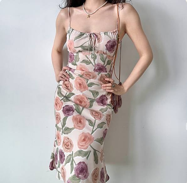 コスパ最高レディース ワンピース ロングスカート ショート ノースリーブ キャミソール スリム 細身 Aライン リボン かわいい 大人可愛い きれいめ シンプル カジュアル 上品 おしゃれ レトロ ガ