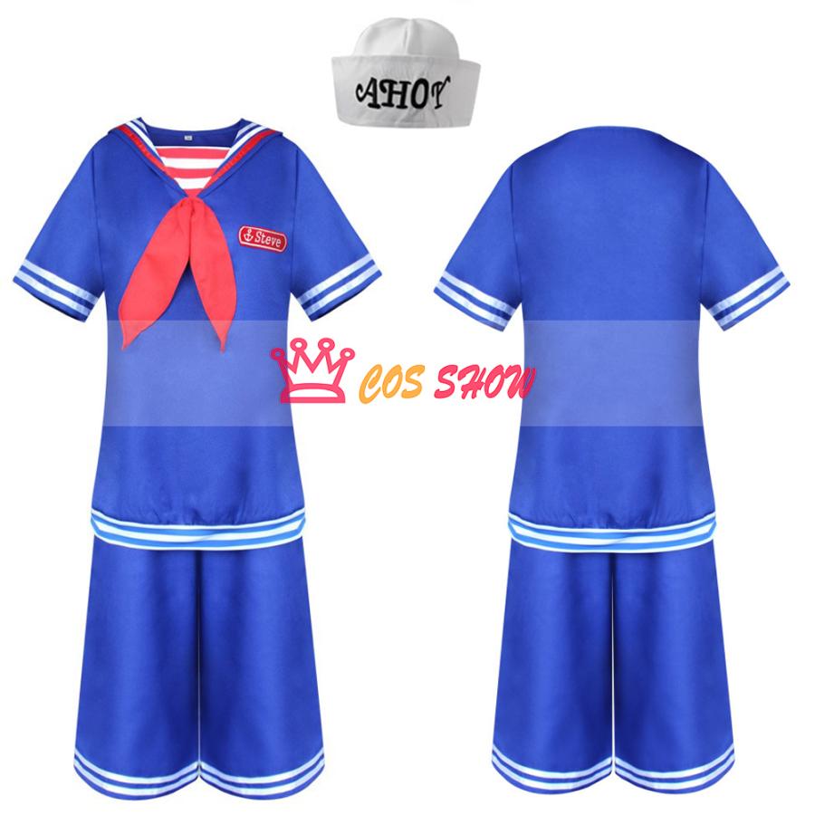 赤字販売!ストレンジャー・シングス 未知の世界 シーズン3 スティーブ・ハリントン コスプレ衣装 制服 セーラー服 帽子付き cosplay仮装 イベント ステージ服 舞台