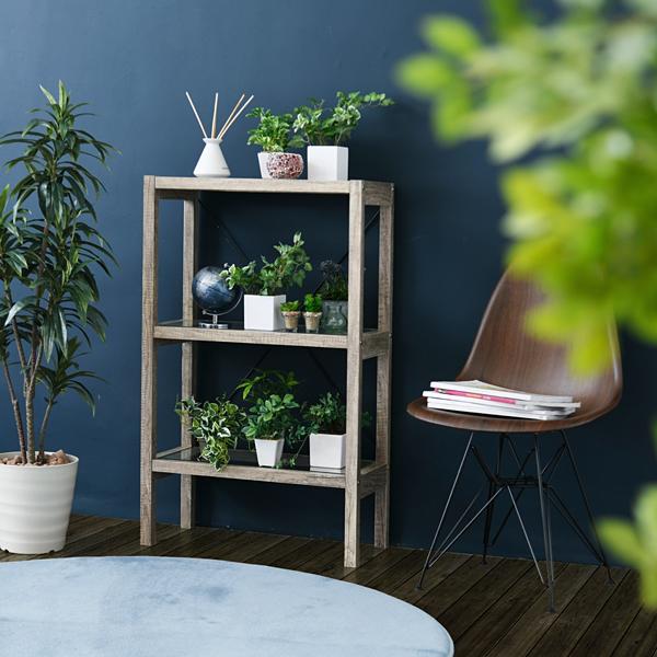 ラック 棚 飾り 収納 木製 インテリア ガラス天板 おしゃれ 幅 60cm 見せる 魅せる アンティーク調べ レトロ風 ナチュラル カントリー 北欧
