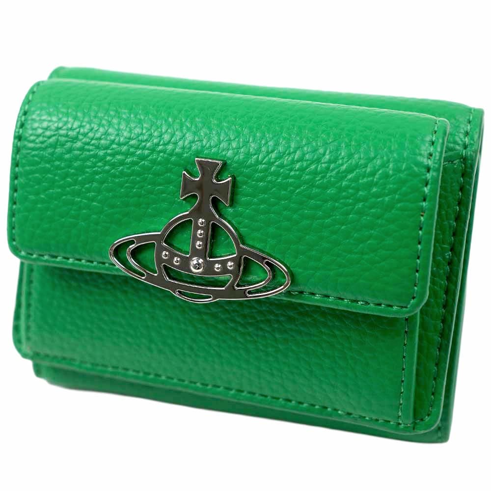 ヴィヴィアンウエストウッド 財布 三つ折り財布 ミニ財布 レディース グリーン Vivienne Westwood RE-VEGAN SMALL FLAP PURSE BRIGHT GREEN 520