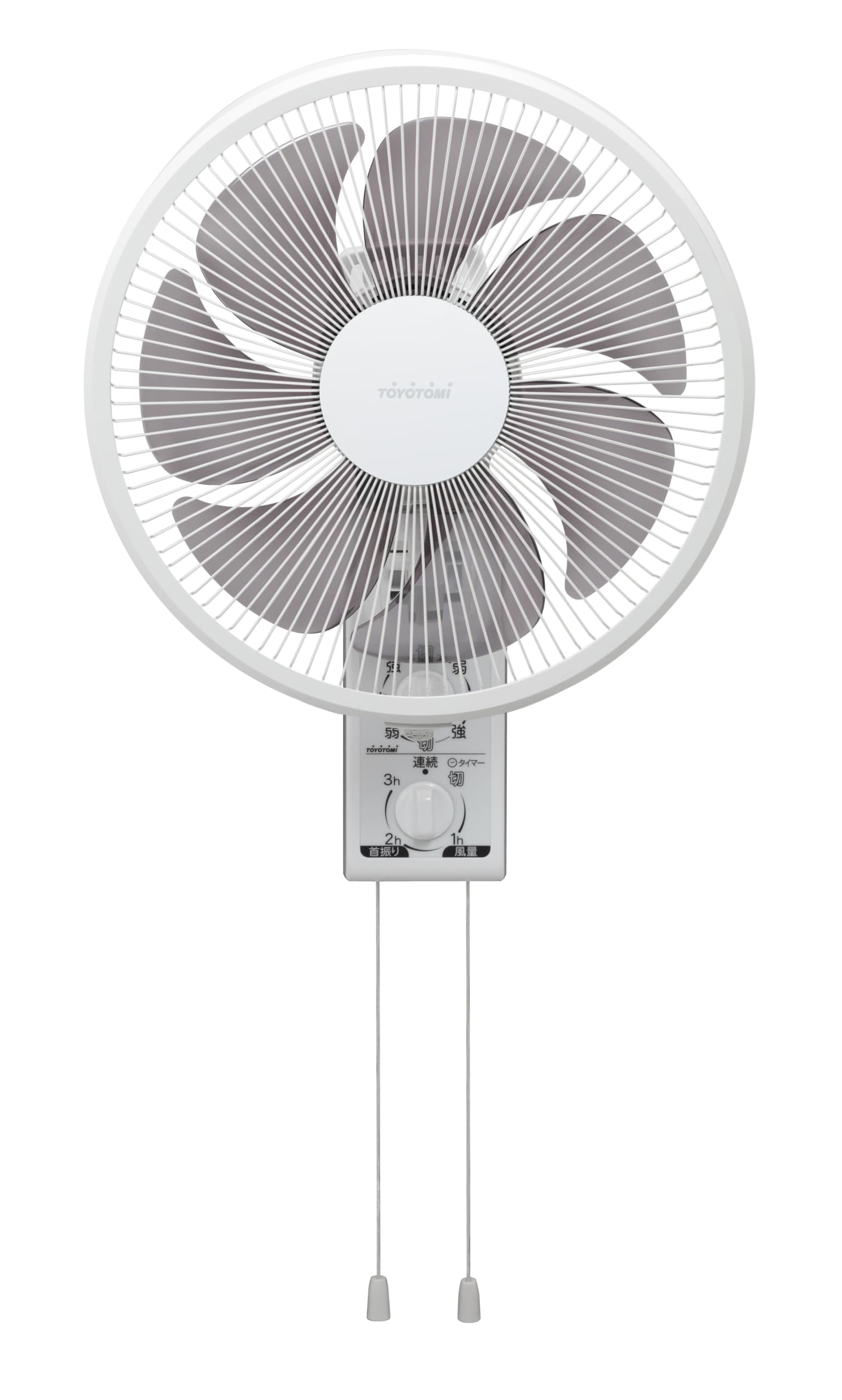 扇風機 壁掛け扇風機 メカ式 引きひもタイプ 風量3段階 首振り オフタイマー付き ホワイト FW-3024(W)