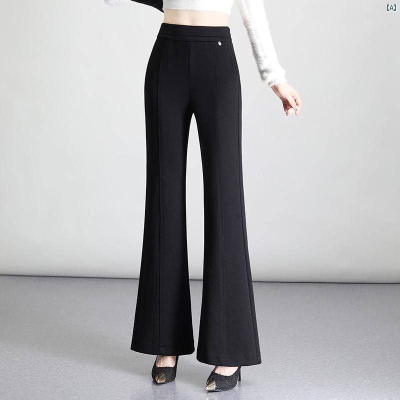 秋 レディース マイクロフレア スーツ パンツ ハイウエスト スリム ドレープ カジュアル ベルボトムパンツ 7,590円