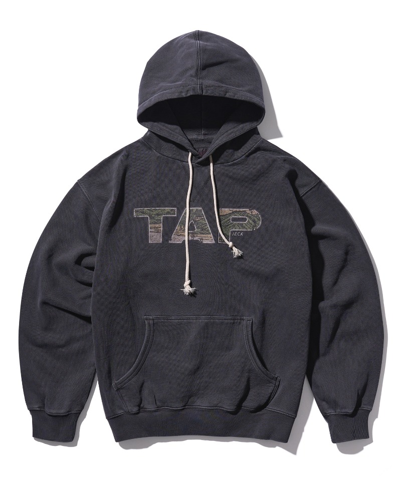【AECA WHITE】 NATURE TAP HOODIE SWEAT : WASHED CHARCOAL