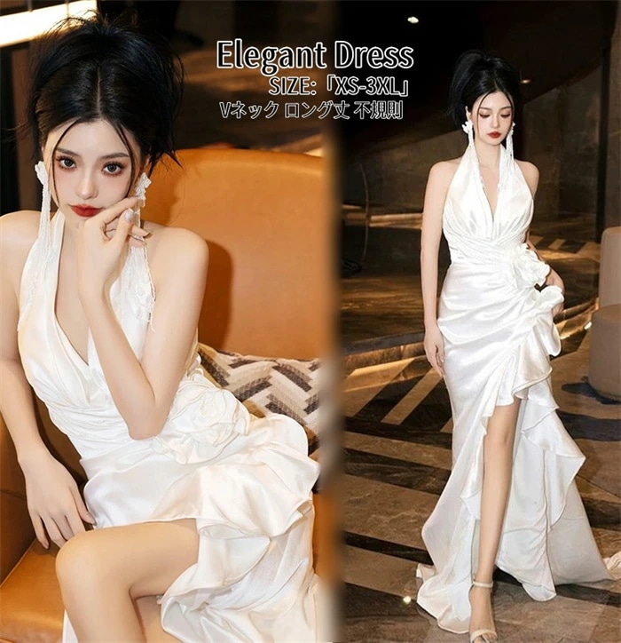 注目商品パーディードレス 演奏会 Long dress 白いドレス イブイングドレス ロングドレス ナイトドレス ウエディングドレス 結婚式 二次会 舞台用 披露宴 演奏会 発表会 ピアノ イベント用