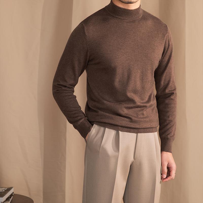 メンズ ファッション 服 オシャレ シンプル 大人 かっこいい 大きいサイズ ストリート 紳士服 ハーフ タートルネックセーター プルオーバー セーター ニット ウール スリムフィット 薄手 レイヤリ