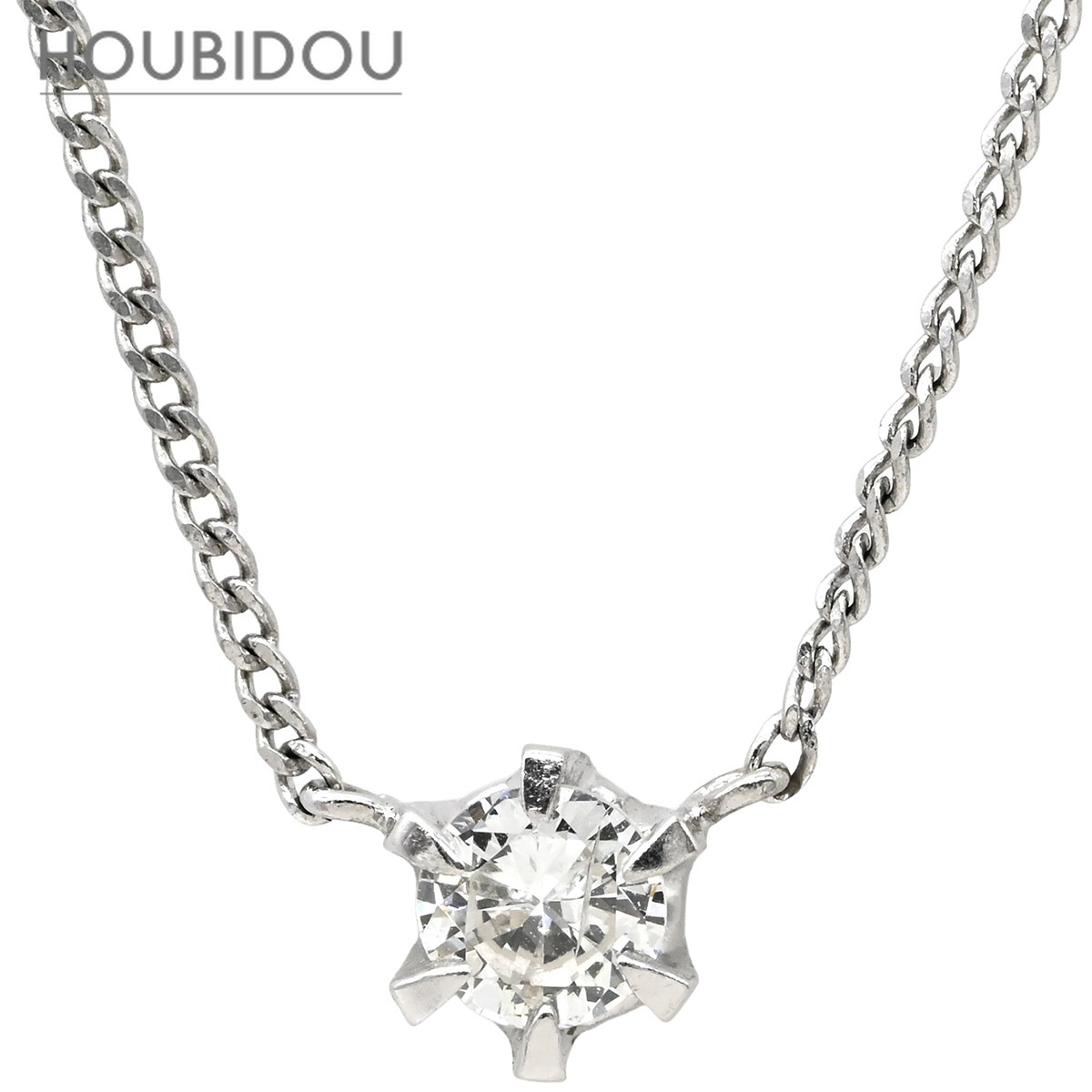 ネックレス ソリティア ダイヤモンド 0.25ct プラチナシルバー プラチナ 1P 1石 1粒 6本爪 両吊りタイプ 【中古】