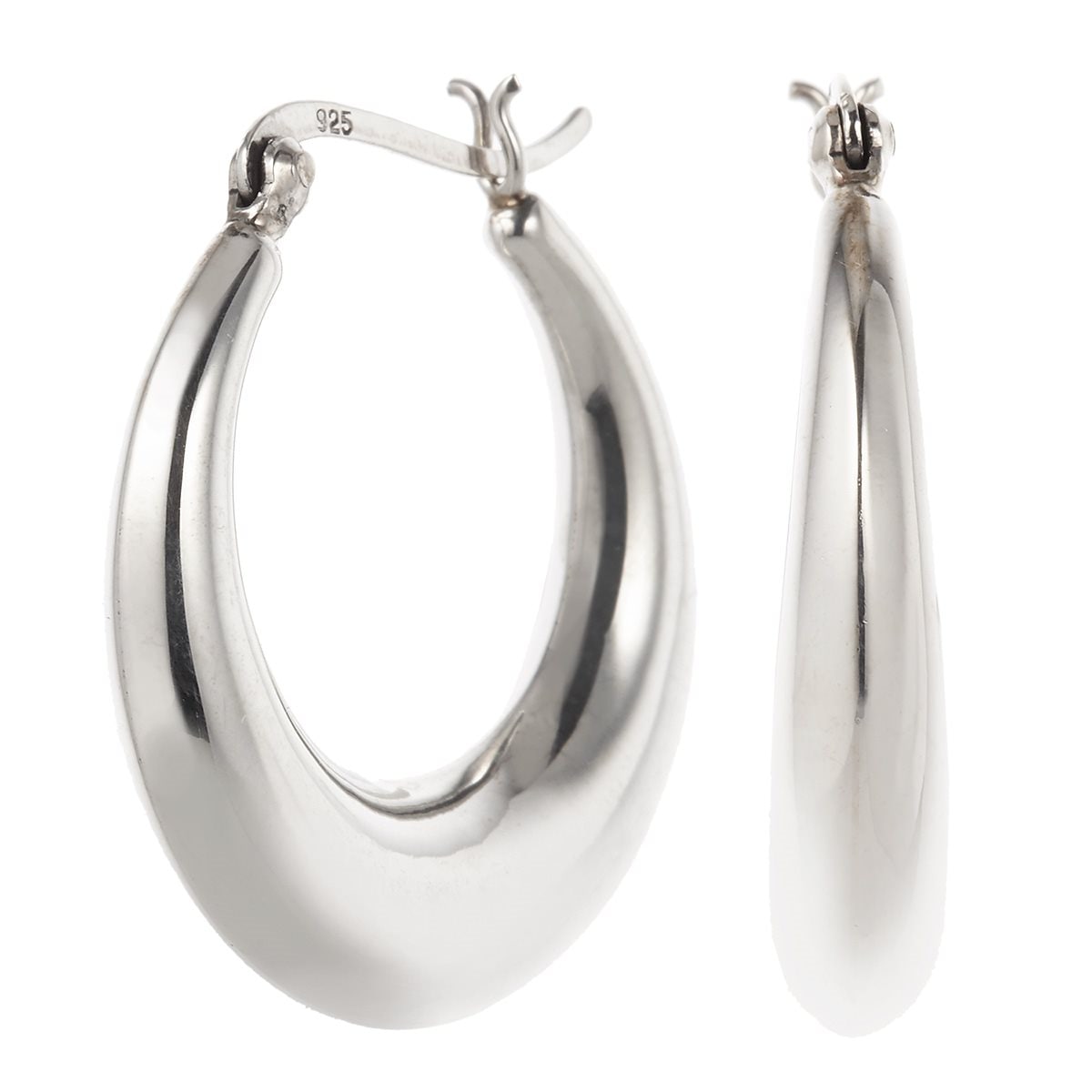 ピアス レディース フープ シルバー925 ワンタッチ 太め 銀製品 普段使い ふっくら 丸み 直径25mm 25ミリ 中くらい 定番 スタイリッシュ クール メール便 6,544円