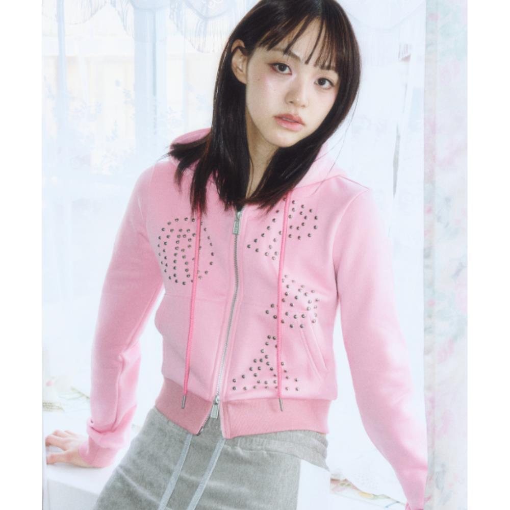 PRENDA PRDA STUD LOGO HOOD ZIPUP PINK PRTVSWHZ09WP1