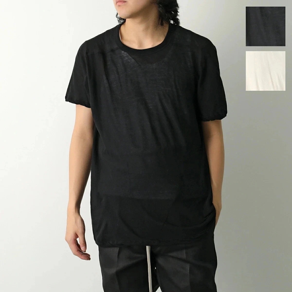 Rick Owens リックオウエンス Tシャツ Level T RU01E5264 UC メンズ 半袖 コットン カットソー クルーネック シアー カラー2色