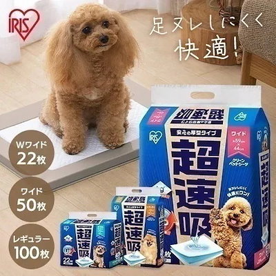 他サイト： アイリスオーヤマ ペットシーツ 厚型 超速吸 抗菌+ レギュラー 100枚入り CSPS-100の商品画像
