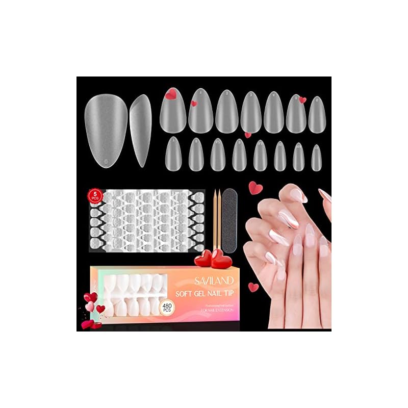 Saviland ネイルチップ 超薄 480pcs サンディング済み クリアマットネイルチップ セット 自然なフィット感 15サイズ 初心者向け ネイル長さだし&DIY用 03