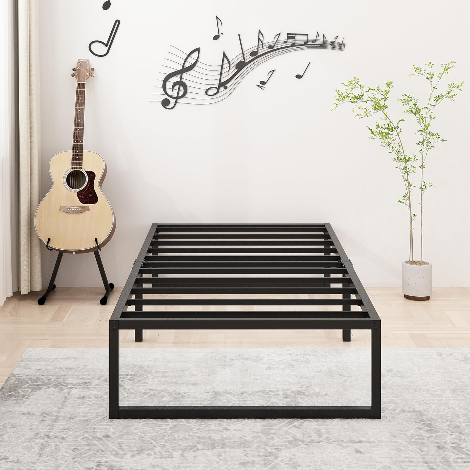 ベッドフレーム シングル 静音 狭い空間向け 掃除が軽い ベッド下収納 一人暮らし 簡単組立 揺れない 工具付き 頑丈 ギシギシしない ミドル おしゃれ メタル パイプベッド ブラック
