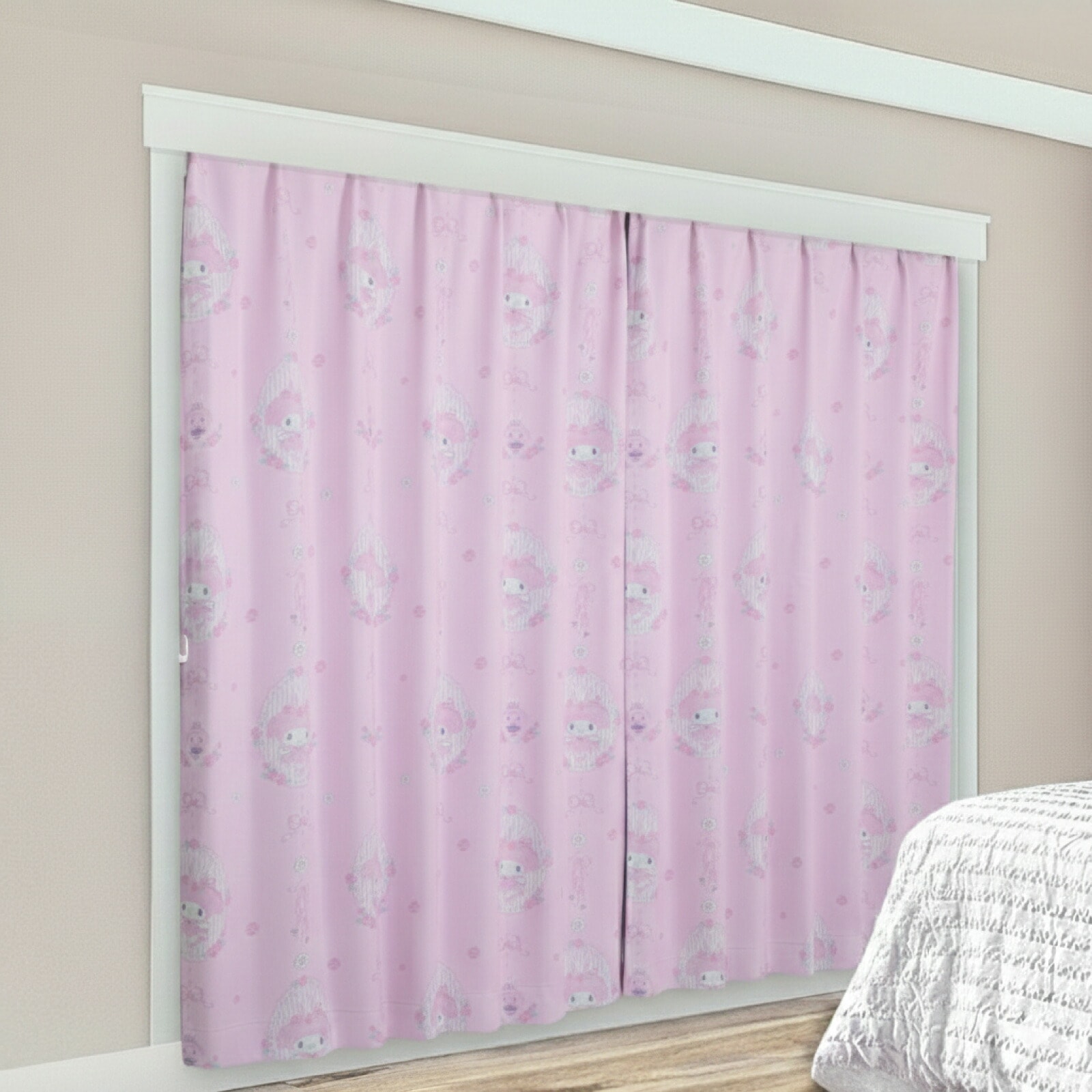 2級遮光カーテン 約100×178cm マイメロディ 遮光 2級 遮熱 2枚組 2枚セット サンリオ 丸洗い可 かわいい キャラクター ピンク ウサメロ 正規ライセンス 新生活 SB-691-S