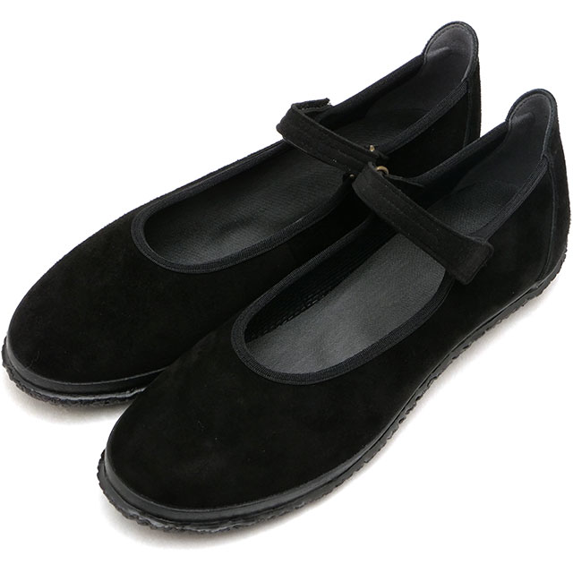 フラットシューズ [SP1820-05] SP-1820 レディース 日本製 ゴートスエード ワンストラップシューズ Black ブラック