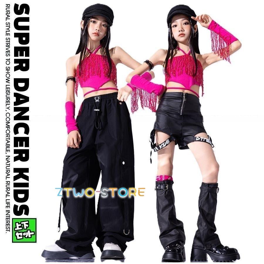 「2026新作-657」ダンス衣装 セットアップ ガールズ ヒップホップ 衣装 ジャズ ピンク 黒 韓国 ダンスウェア フォルターネック シースルートップス パンツ