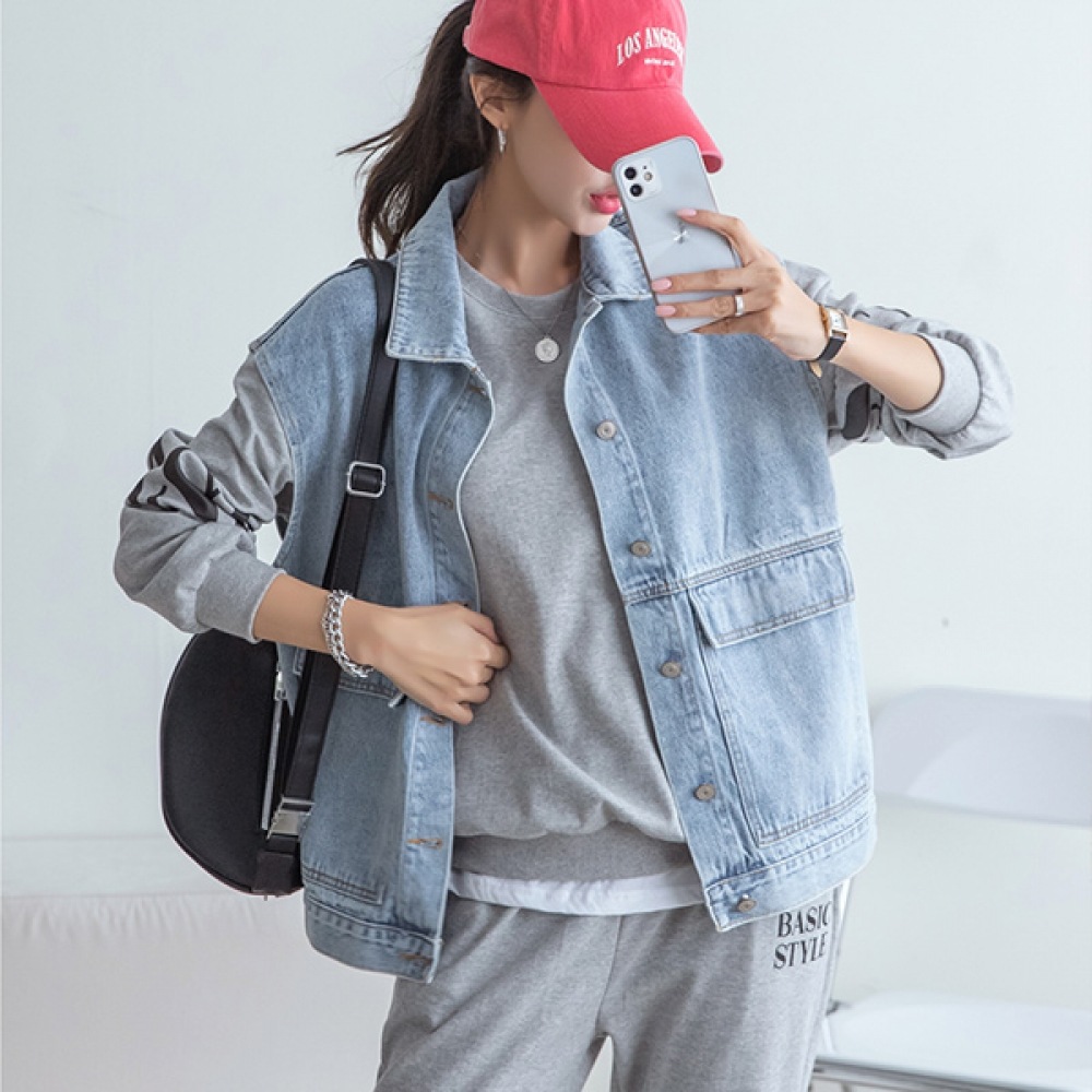 (ナク21) (55~88) リリーフウォッシュデニムベスト DM21-J-23